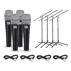 Shure Beta 57A Dynamic Mic with Cable and Stand 4 Pack